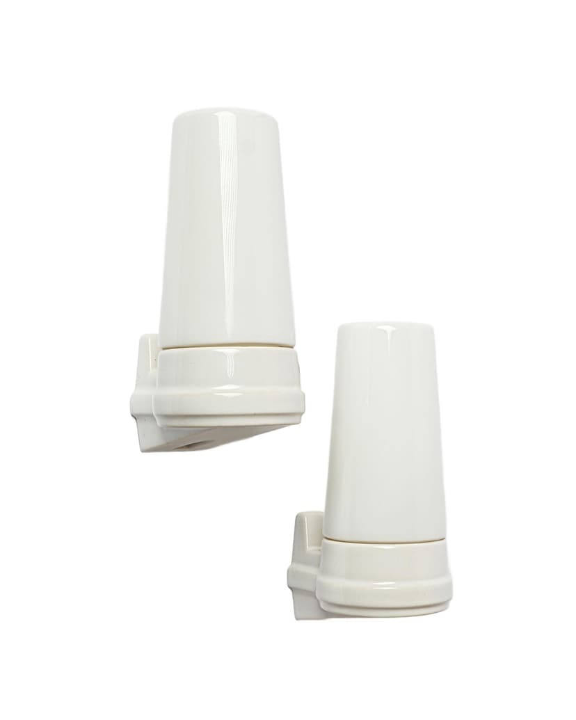 Pair of wall sconces IFO, white ceramic, opaline glass, Sweden, 1970s.