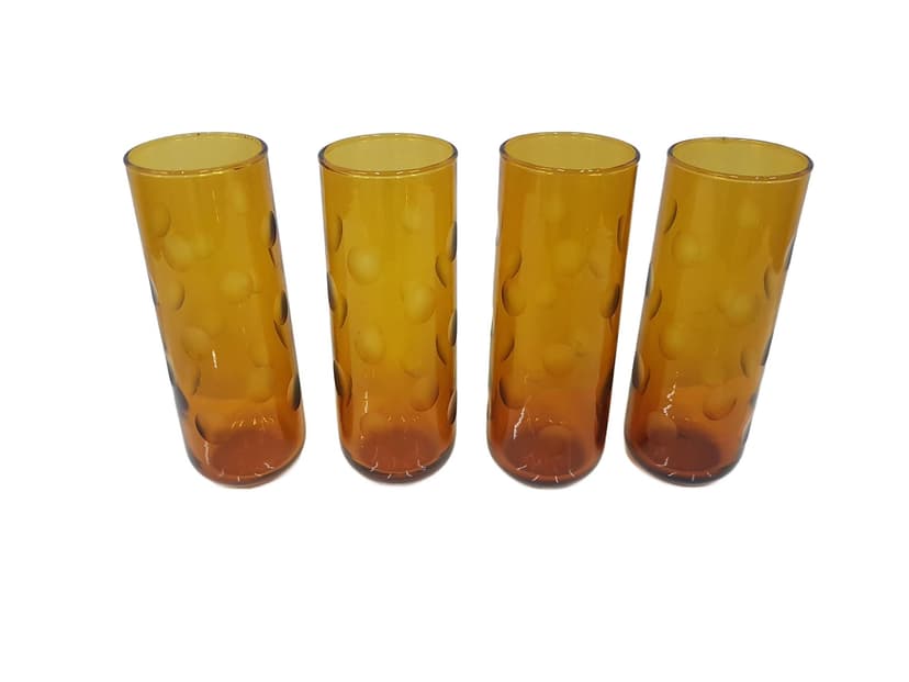 Set of four Eldorado glasses, amber glass, Hazel Atlas, USA, 1970s.