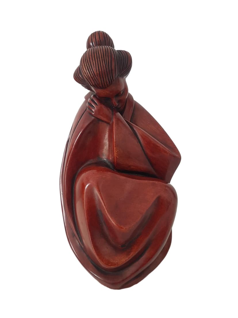 Figura Gejszy, ceramika brązowo-czerwona, Niemcy, lata 70.