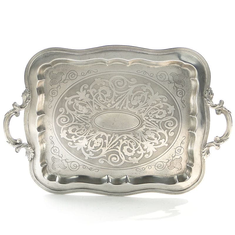Tray, silver-plated brass, Fraget Warsaw, Poland, 19th c.