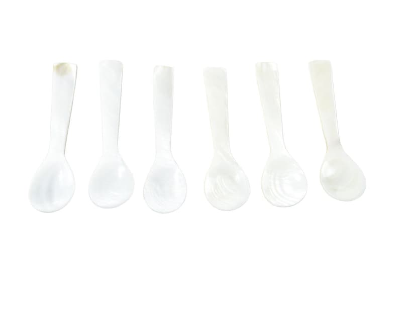 Set of caviar spoons, white, mother-of-pearl, Southeast Asia, 19th century