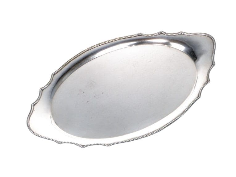 Elliptical tray, silver brass, Argentor, Austria, early 20th century