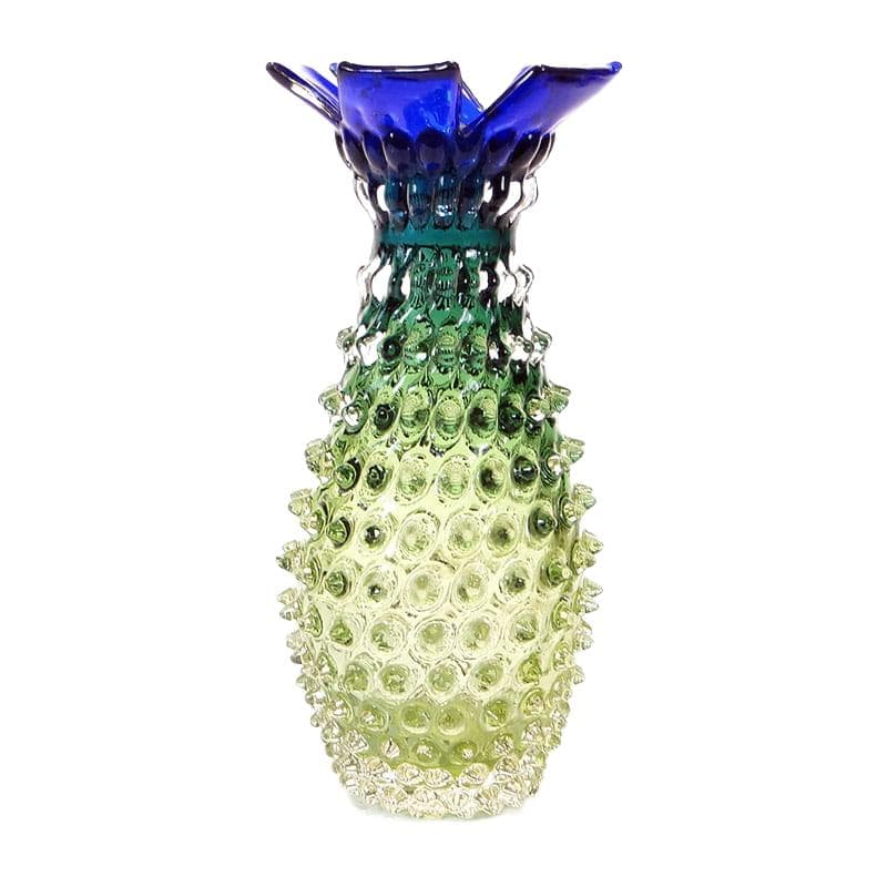 Vase Pineapple, crystal clear yellow green blue, by F. Koudelka, Czechoslovakia, 1980s.