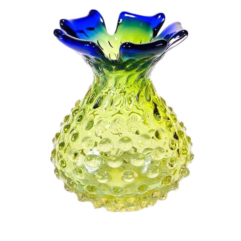 Vase Ananas, yellow green blue clear crystal, by F. Koudelka, Czechoslovakia, 1980s.