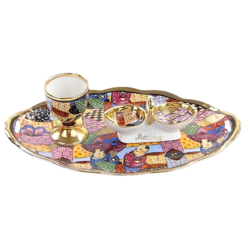 Egg Set, Epiag Altrohlau, white porcelain, gilding, Czechia, 1930s