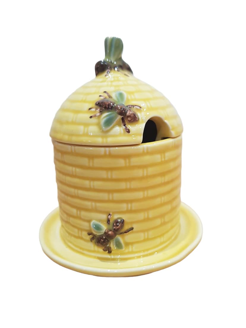 Sugar Bowl Beehive, yellow, porcelain, Goebel, Germany, 1970s.