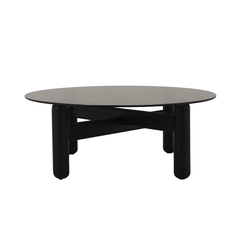 Coffee table, smoked glass, black wood, Italy, 1990s.