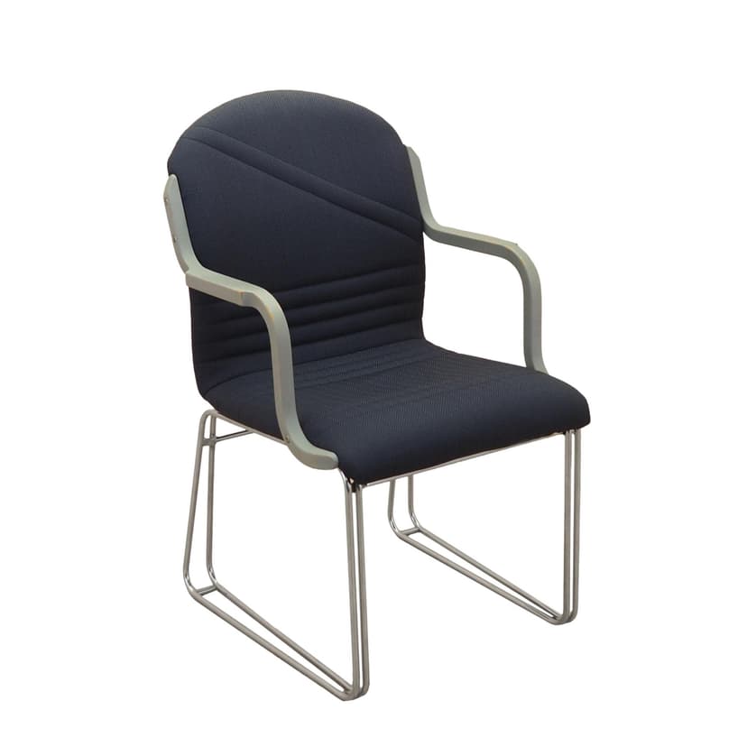 Conference chair, blue fabric, silver metal, grey plastic, Italy, 1990s.