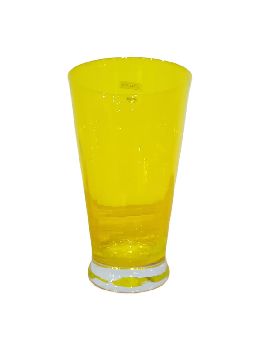 Vase, yellow, glass, Krosno, Poland, 1970s.