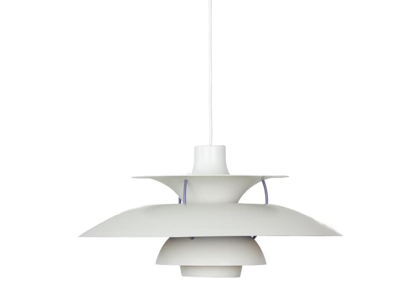 Pendant lamp PH 5, white metal, by P. Henningsen, Louis Poulsen, Denmark, 1980s.