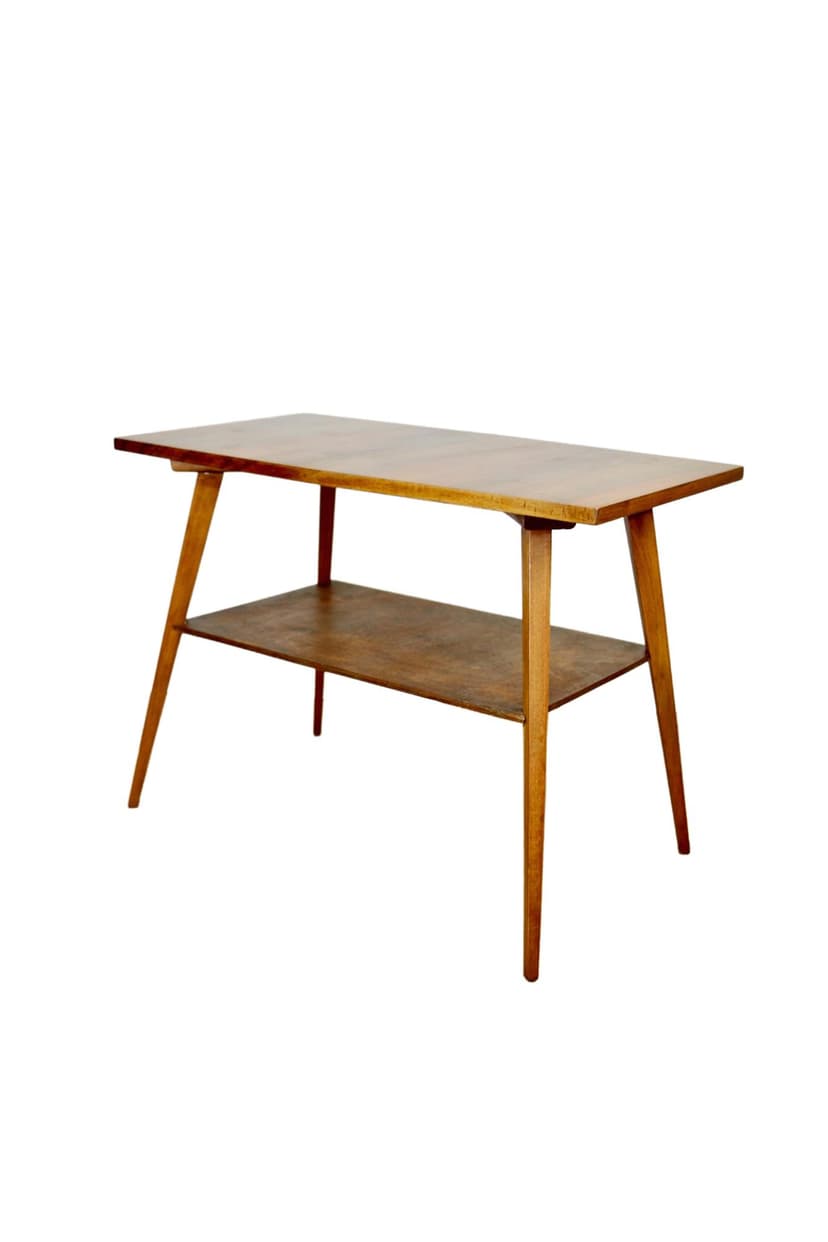 Coffee table, modernism, brown wood, Poland, 1970s.