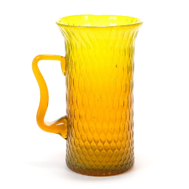 Vase, yellow orange, sodium glass, by M. Gołogórski, Poland, 1970s.