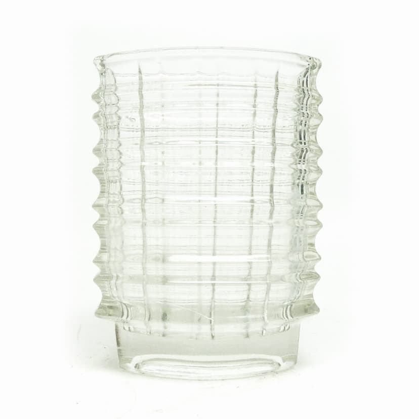 Optical vase, clear soda glass, by J. Drost, Ząbkowice, Poland, 1960s.