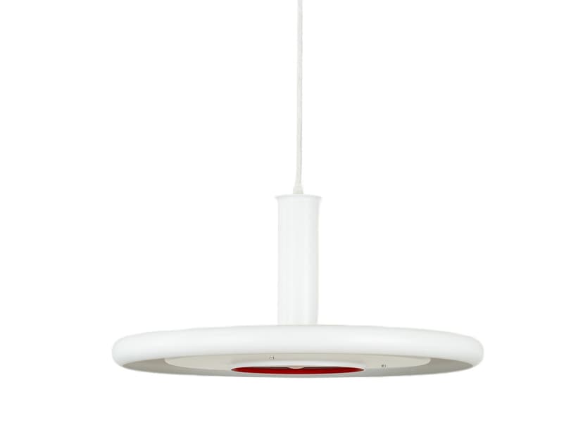 Pendant lamp Optima, white, metal, by H. Due, Fog & Mørup, Denmark, 1970s.