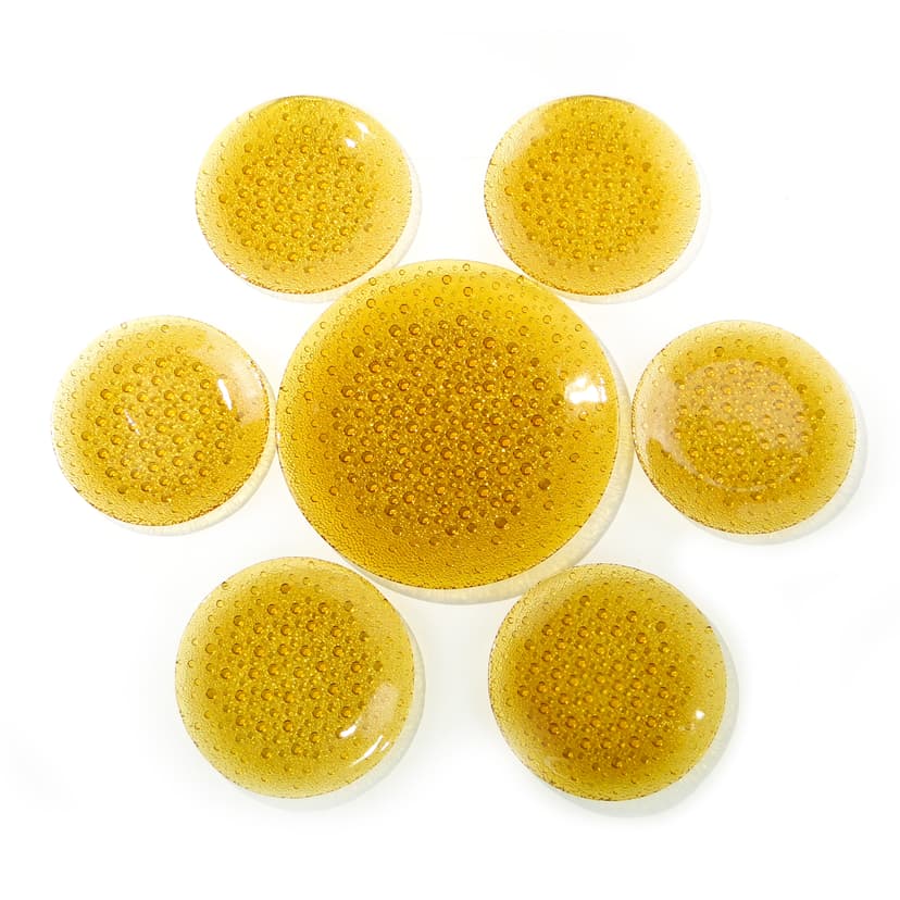 Cake Serving Set Krople Rosy, amber glass, by J.S. Drost, Ząbkowice, Poland, 1970s
