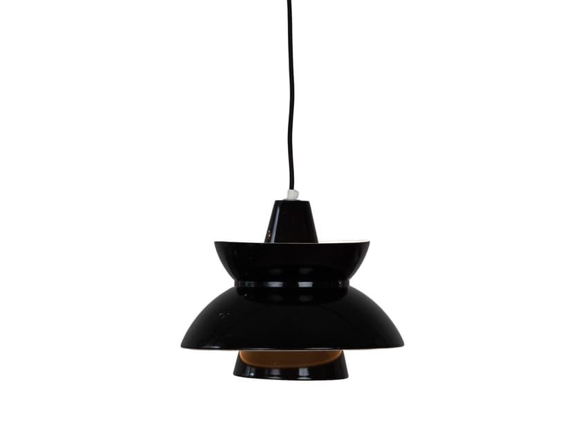 Pair of pendant lamps Doo Wop, black gold white metal, Louis Poulsen, Denmark, 1950s.