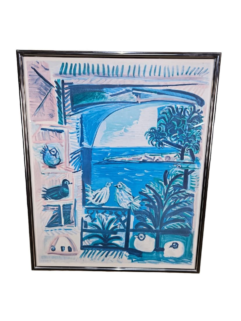 Lithograph Lazurowe Wybrzeże 84x69 cm, paper, by H. Deschamps, France, 1970s