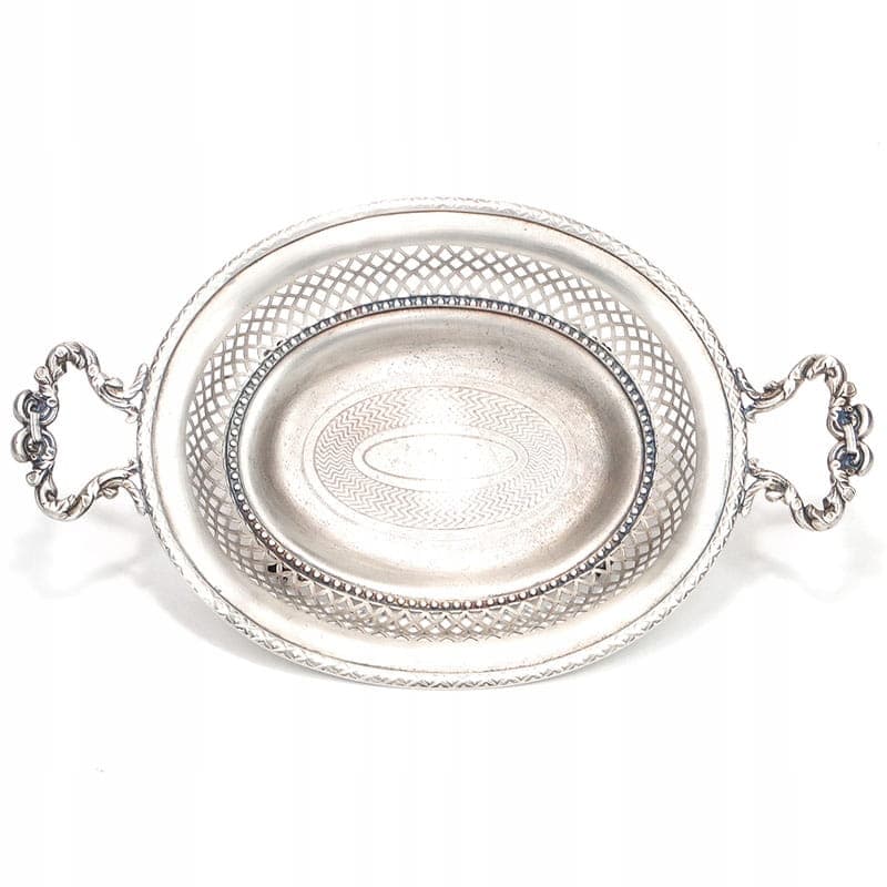 Openwork Serving Dish, Silver Brass, Fraget, Poland, 1860s