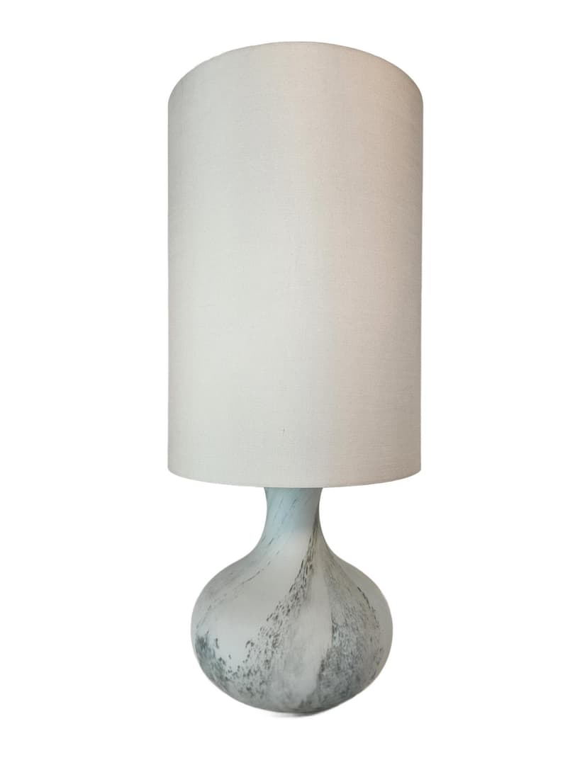 Table lamp, matte grey glass, chrome steel, Limburg, Germany, 1970s.