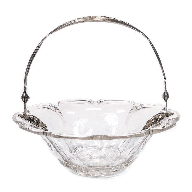 Jardiniere Biedermeier, clear crystal, silver, Norway, 19th century