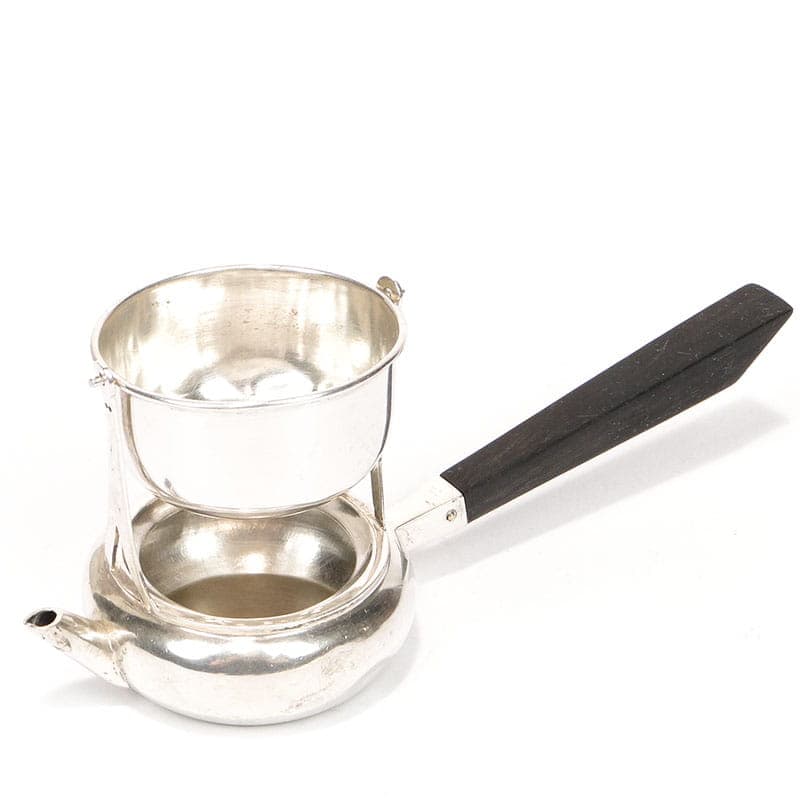 Balancing Tea Strainer, silver, brown wood, Austria, 19th century