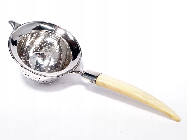 Tea strainer, silver, beige bone, Germany, 19th century