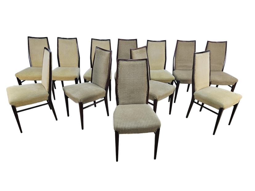 Set of twelve chairs, brown rosewood, beige fabric, Denmark, 1960s.