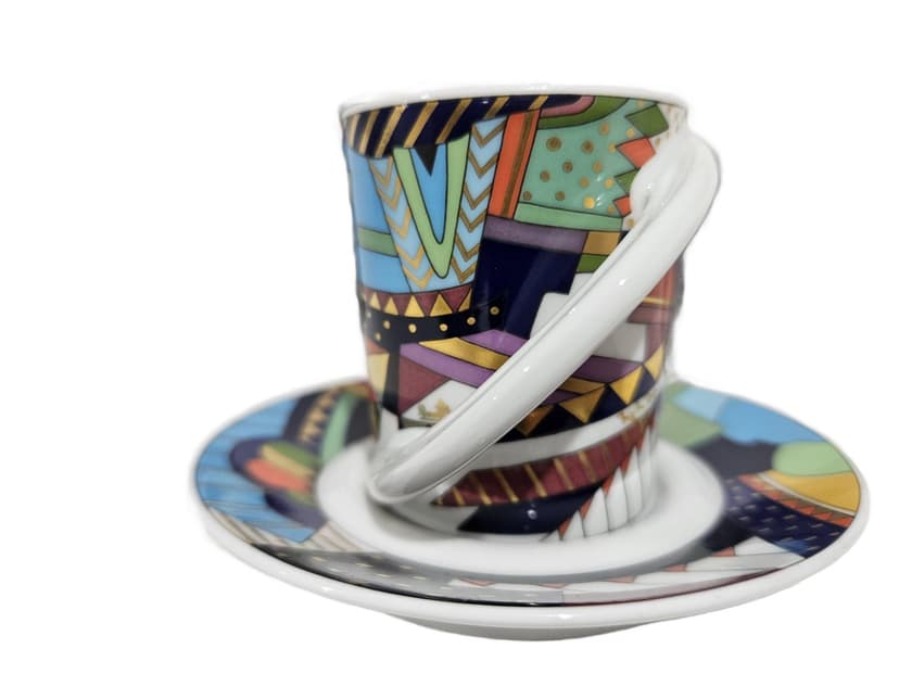 Espresso cup Cupola No. 4, multicolored porcelain, by M. Bellini, Rosenthal, Germany, 1990s.