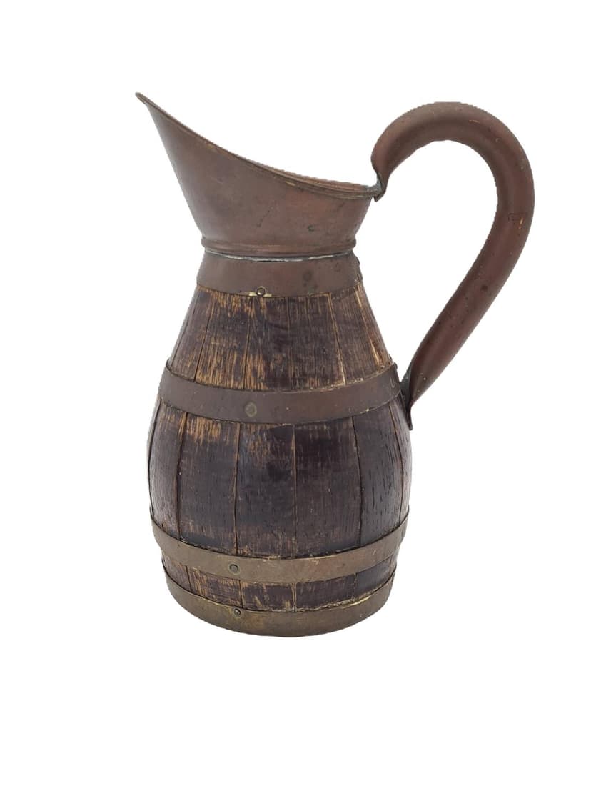 Jug Barrel, brown, wood brass, Central Europe, 19th century