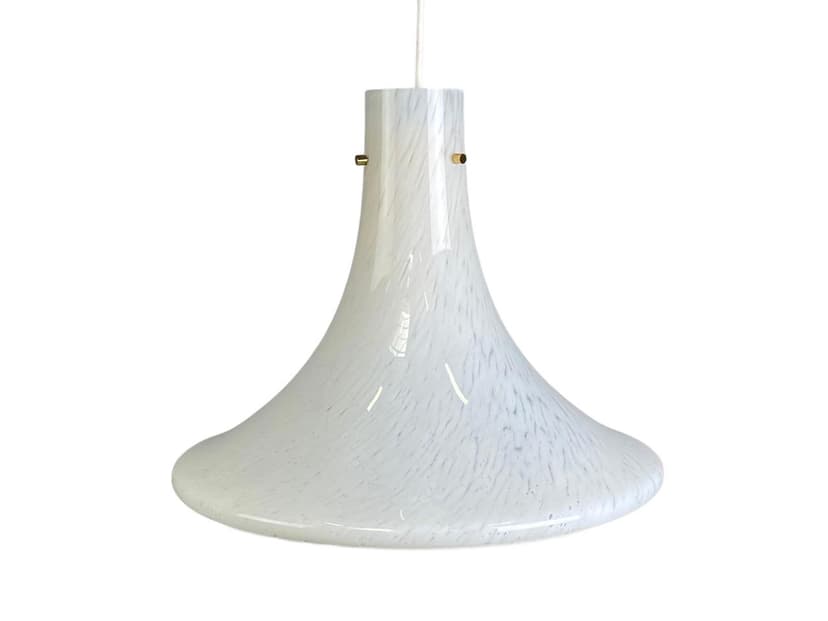 Pendant lamp Glashütte Limburg, white glass, gray metal, Germany, 1970s.