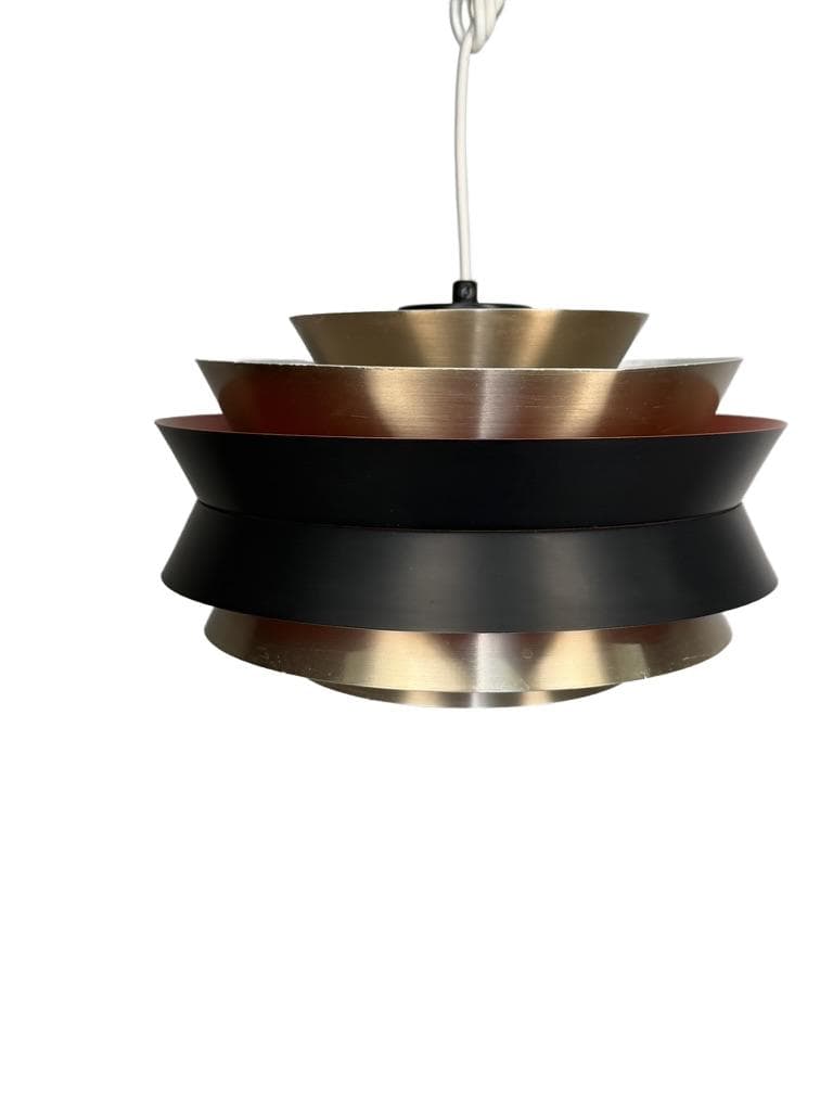 Pendant lamp Trava, gold black red, metal, by C. Thore, Granhaga Metallindustri, Sweden, 1970s.