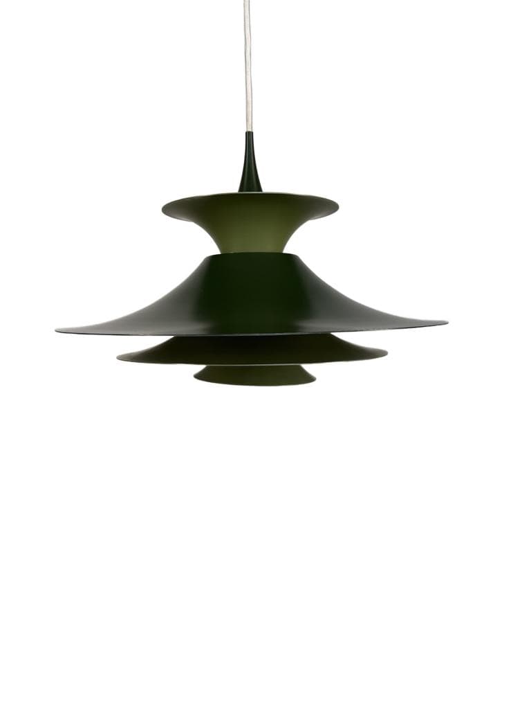 Pendant lamp Radius I, Ø48 cm, green steel, by E. Balslev, Fog & Mørup, Denmark, 1970s.