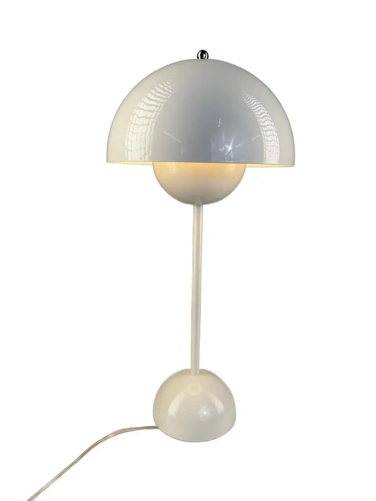 Table lamp Flowerpot VP3, white metal, by V. Panton, &Tradition, Denmark, 1960s.