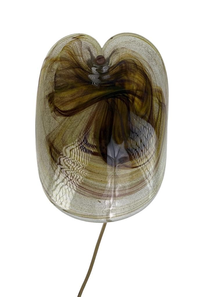 Wall lamp Glassplattelampet, amber glass, by P. Lütken, Holmegaard, Denmark, 1970s.