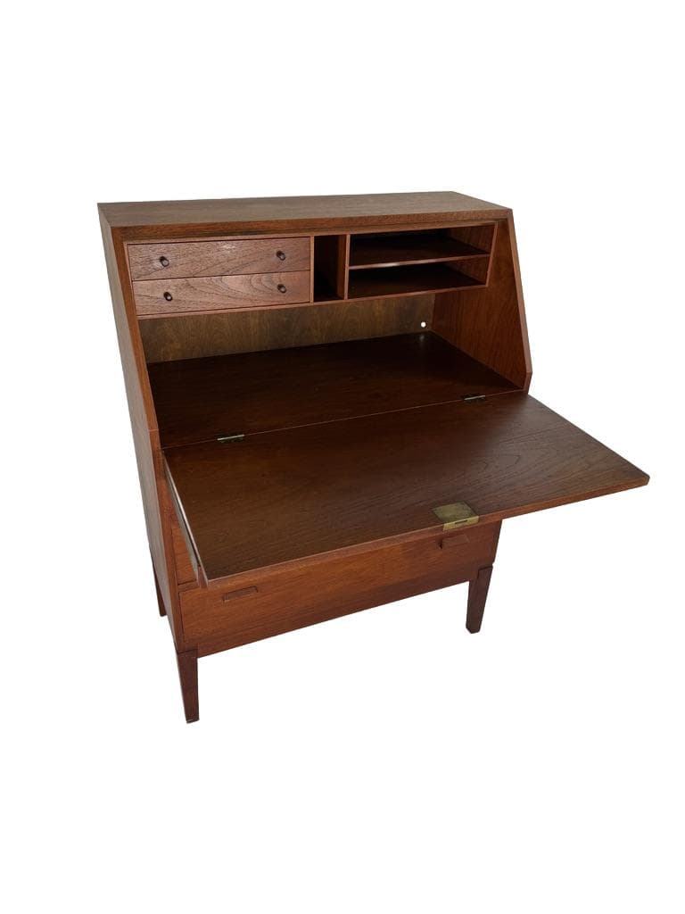 Secretary desk, brown teak, Denmark, 1960s.