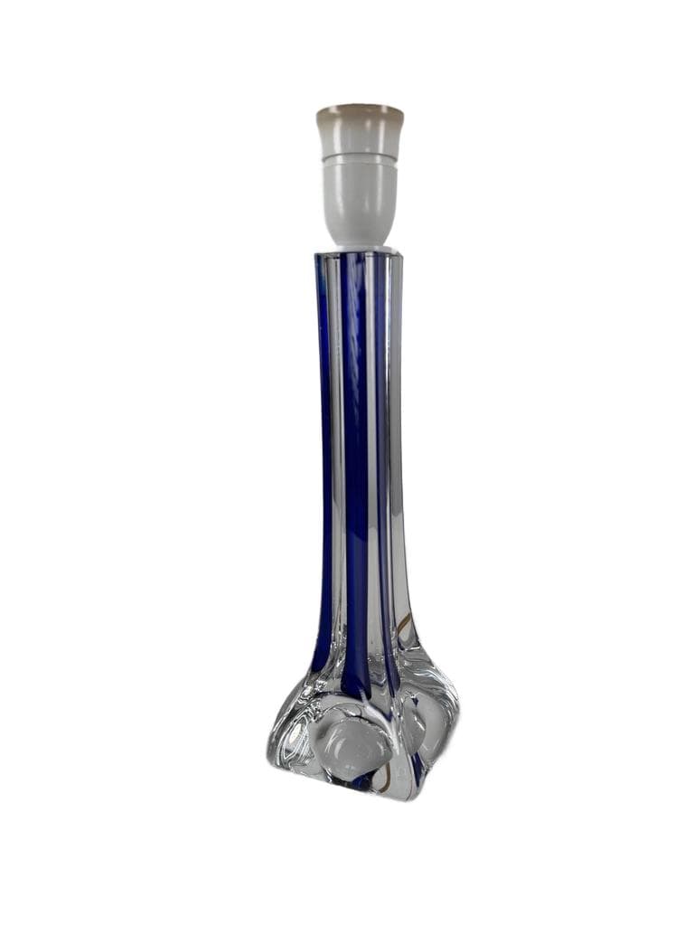 Table lamp, clear glass, blue glass, Sweden, 1950s.