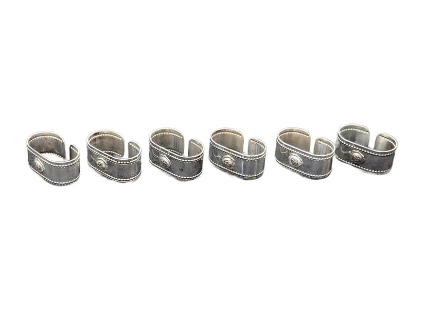 Set of six napkin rings Old Sheffield, silver, silver-plated, Italy, 1970s.