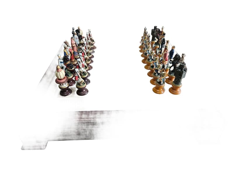 Chess set Raj, brown mahogany, beige marble, Franklin Mint, USA, 1980s.