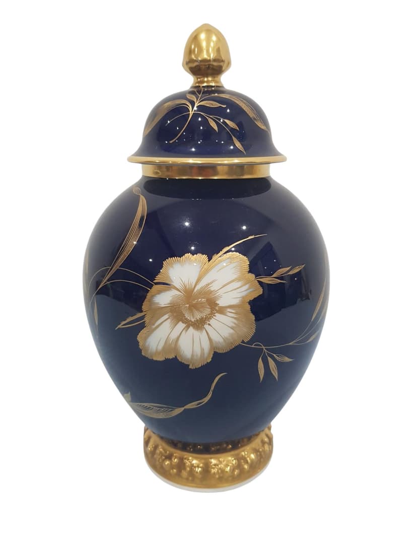 Amphora Maria, cobalt, porcelain, gilt, by P. Rosenthal, Germany, 1940s