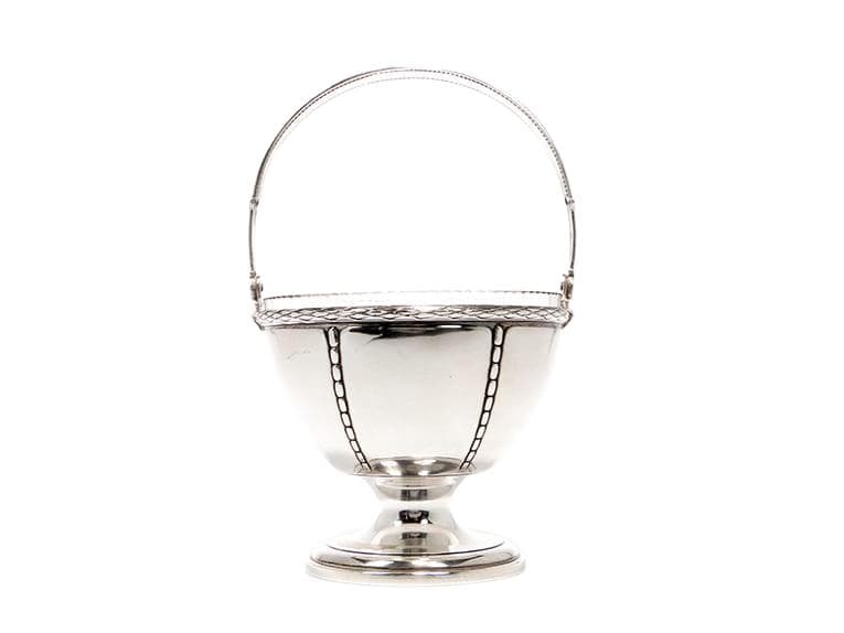 Sugar bowl, silver brass, crystal, Wilhelm Wolf, Germany, 1920s