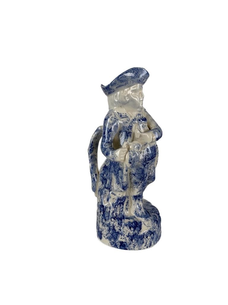 Jug Toby Jug, white blue, ceramic, Denmark, 1970s.