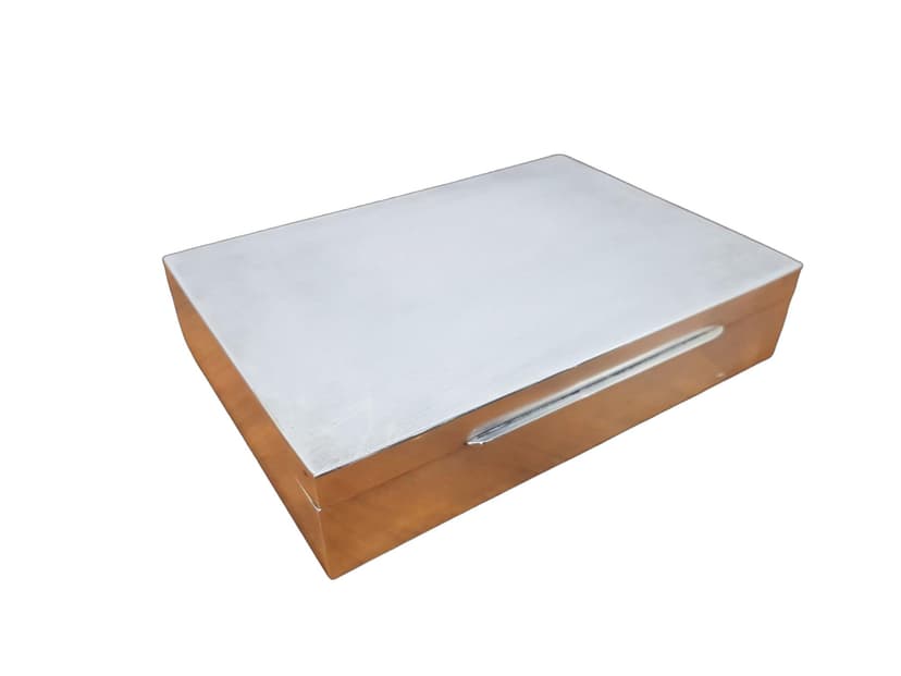 Cigar box, 925 silver silver, wood brown, United Kingdom, 1940s