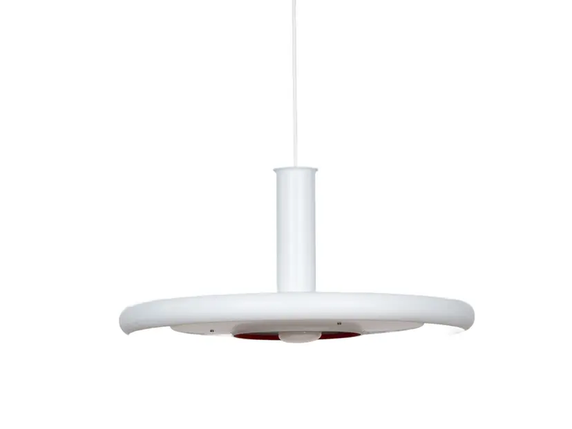 Pendant lamp Optima, white, metal, by H. Due, Fog & Mørup, Denmark, 1970s.