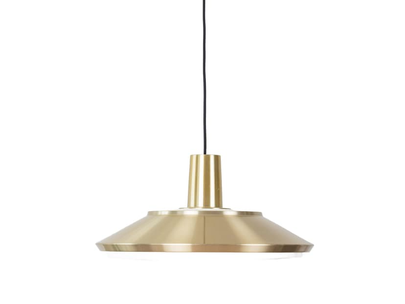 Pendant lamp P376, gold satin brass, silver satin aluminium, Nordisk Solar, Denmark, 1960s.