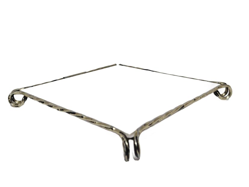 Trivet, white ceramic, golden brass, Germany, 1980s.
