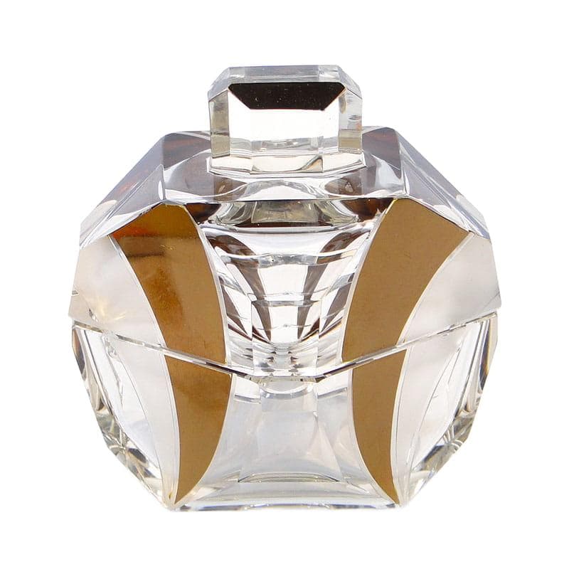 Bonbonniere Art Deco, clear crystal, gold gilding, by K. Palda, Czechia, 1930s