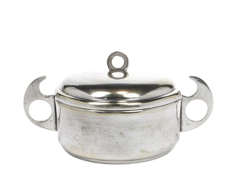 Butter Dish Art Deco, silver-plated brass, crystal, Poland, 1930s