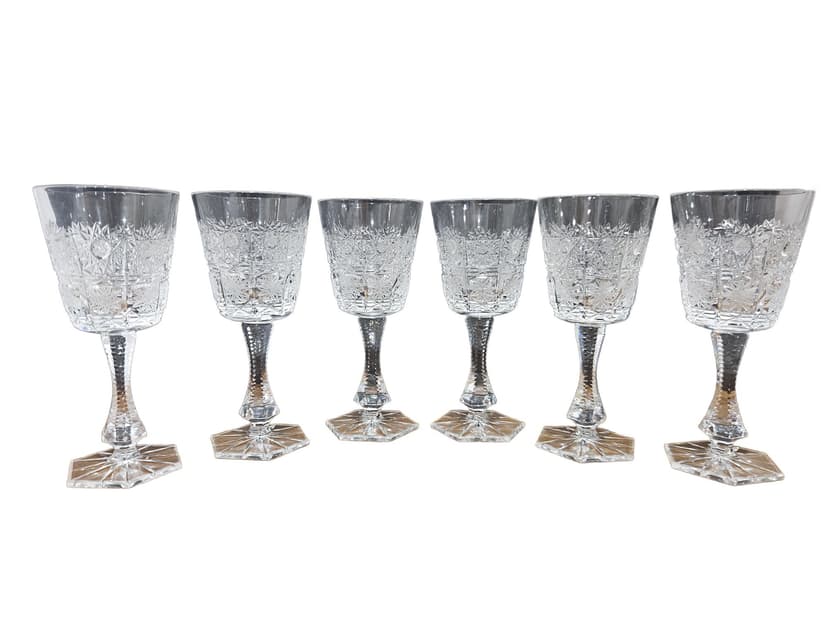 Set of six liqueur glasses, clear crystal, Bohemia, Czechoslovakia, 1960s