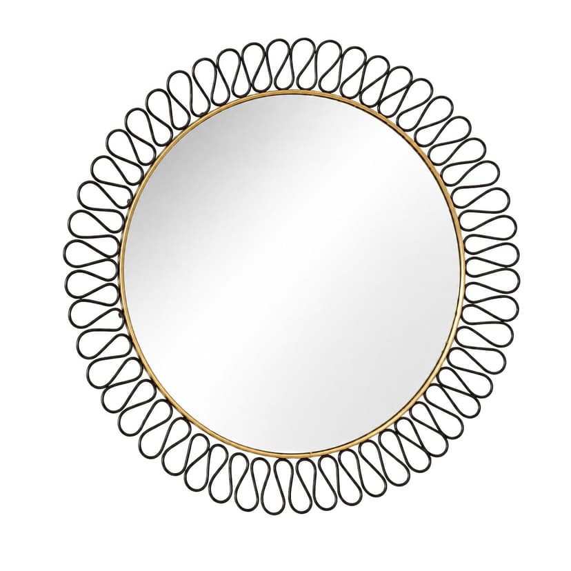 Wall Mirror Sunburst, gold black metal, Sweden, 1960s.