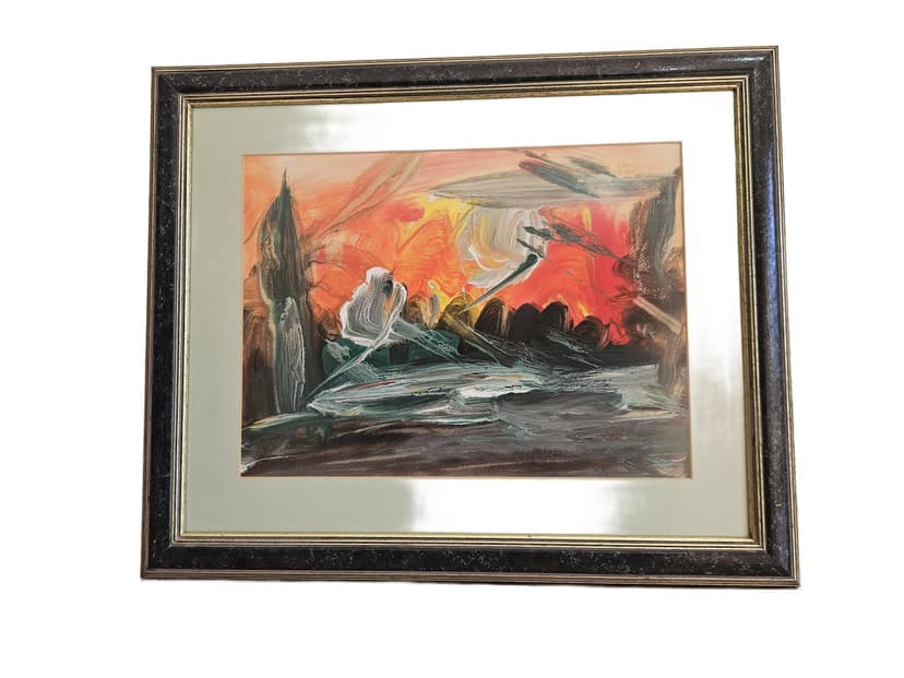 Painting Abstract Expressionism, 57x46.5 cm, canvas, wood, 1990s